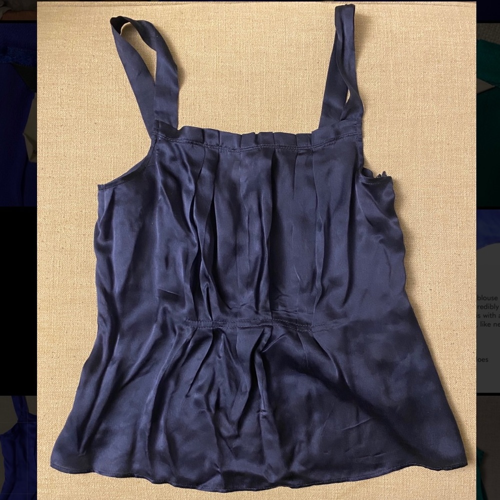 J.Crew thin Navy blue pleated silk top in Size 2